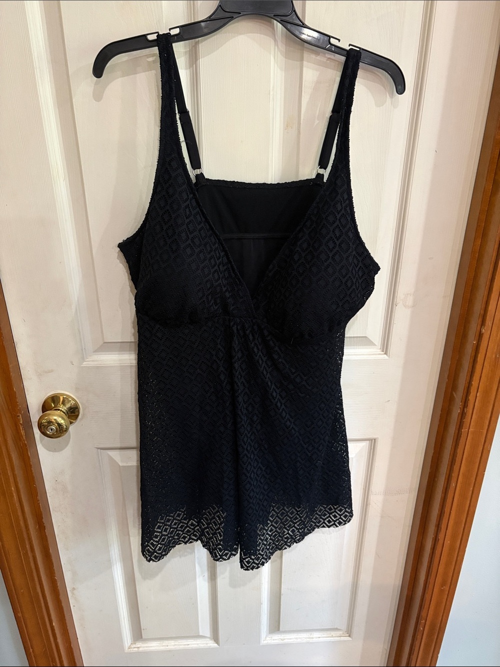 croft & barrow Black Lace Overlay One-Piece Swimdress